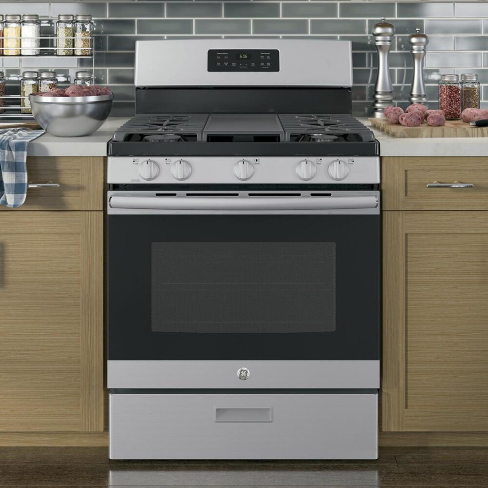 GE Appliances 5.0 Cu. Ft. Freestanding Gas Range in Stainless Steel, , large