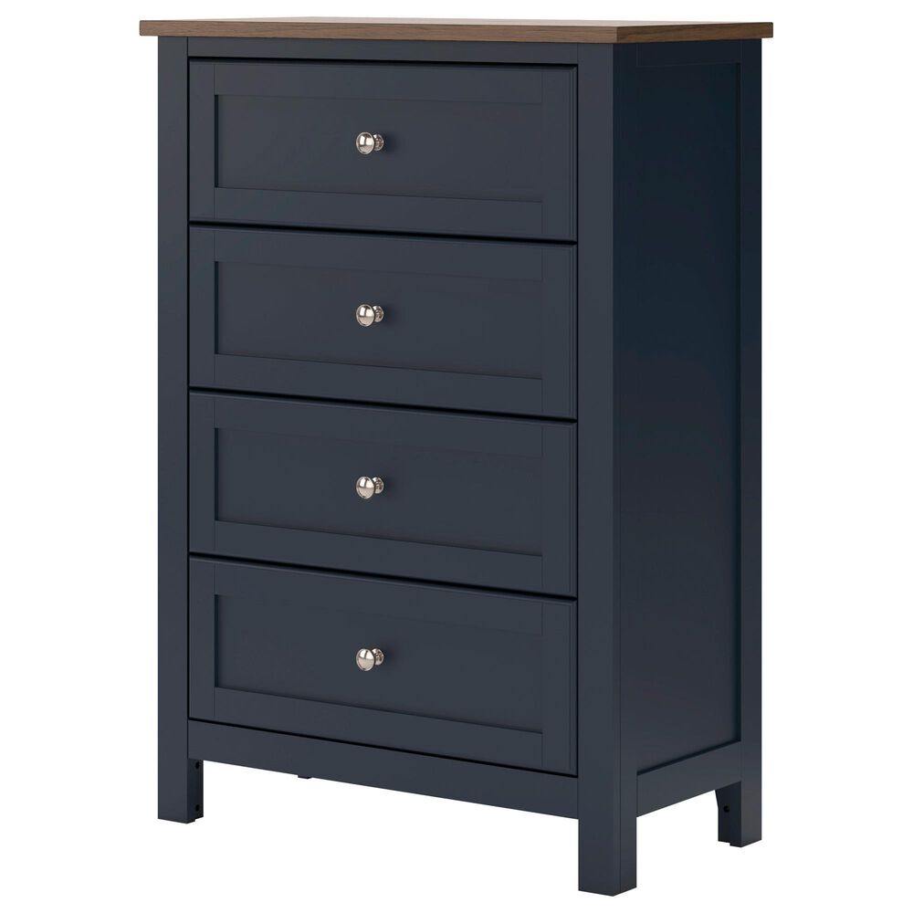 Ashley Landocken 4-Drawer Chest in Dark Slate Blue and Light Brown, , large