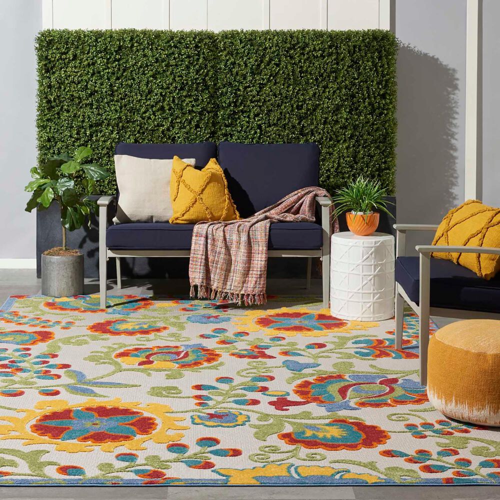 Nourison Aloha ALH17 12&#39; x 15&#39; Ivory and Multicolor Indoor/Outdoor Area Rug, , large