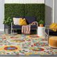 Nourison Aloha ALH17 12" x 15" Ivory and Multicolor Indoor/Outdoor Area Rug, , large