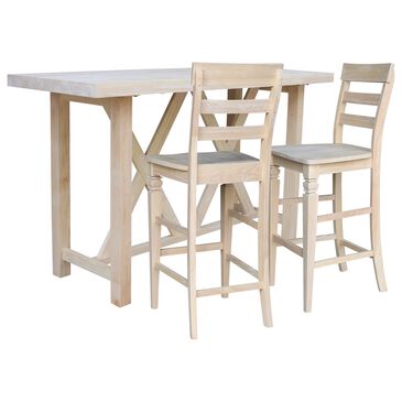 International Concepts Modern Farmhouse 3-Piece Bar Height  Set in Unfinished Light Wood , , large