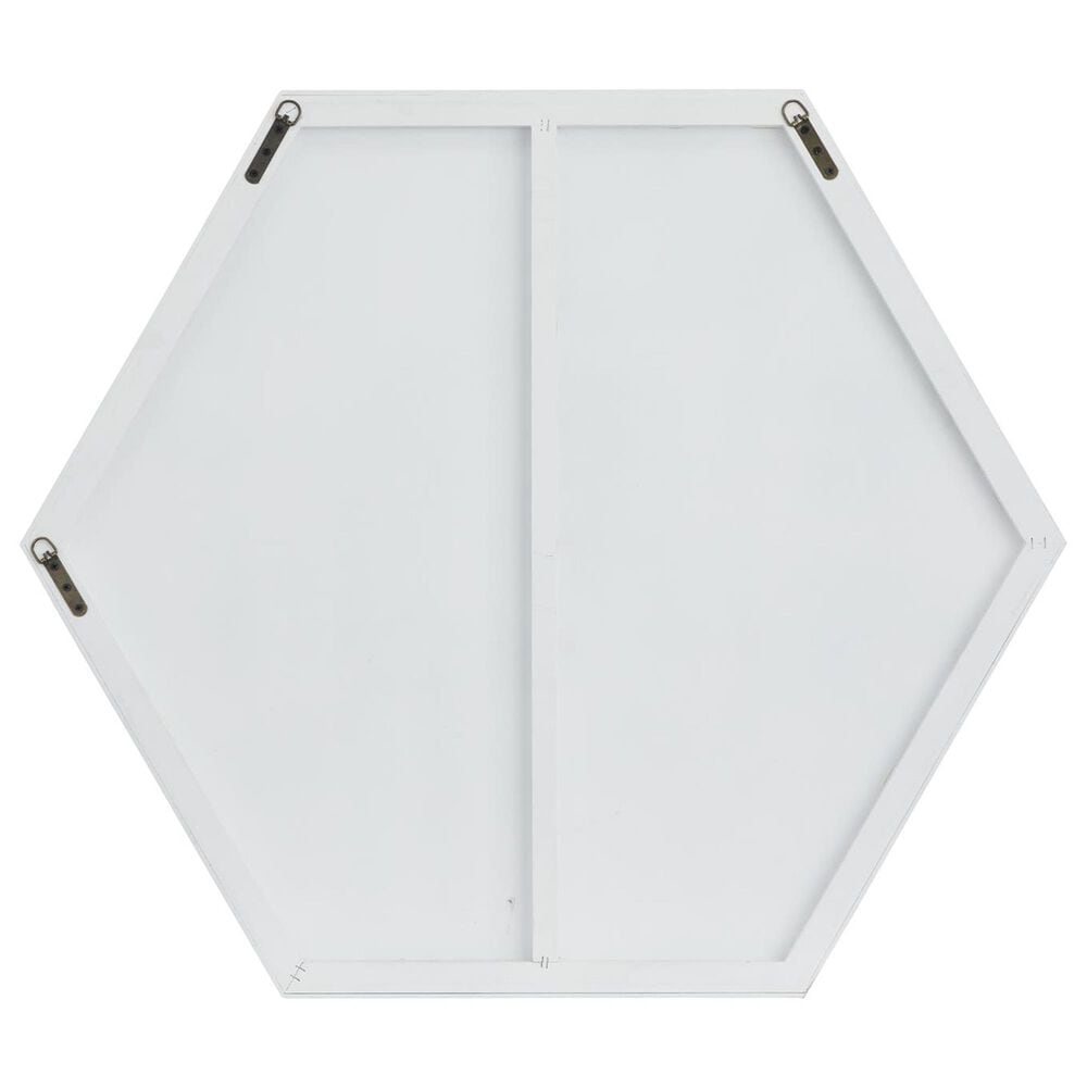 Maple and Jade 40&quot; Hexagon Wood Wall Mirror with Thin Minimalistic Frame in White, , large
