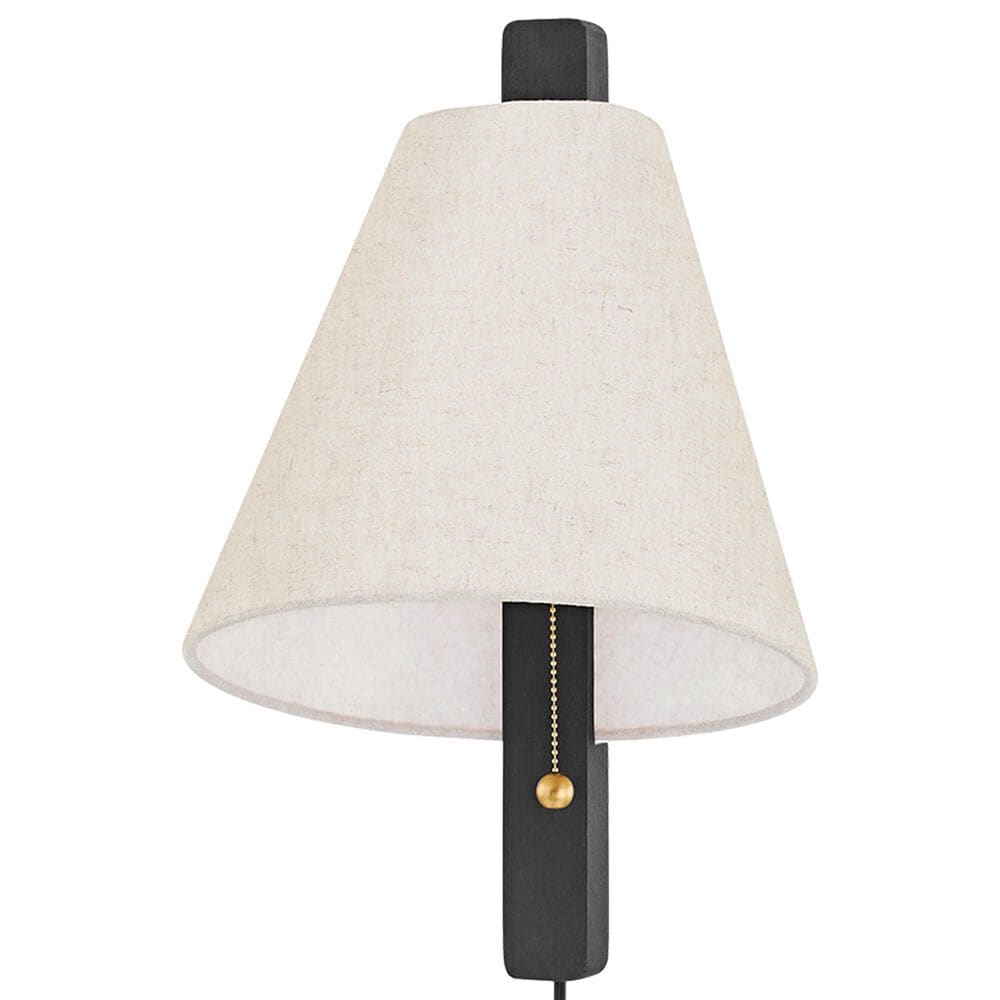 Mitzi Lighting Ellen 1-Light Plug-In Sconce in Aged Brass and Charred Ash, , large