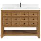 James Martin Vanities Malibu 48" Single Bathroom Vanity in Amber Birch with Single Hole 3 cm White Zeus Quartz Top and Rectangular Sink, , large