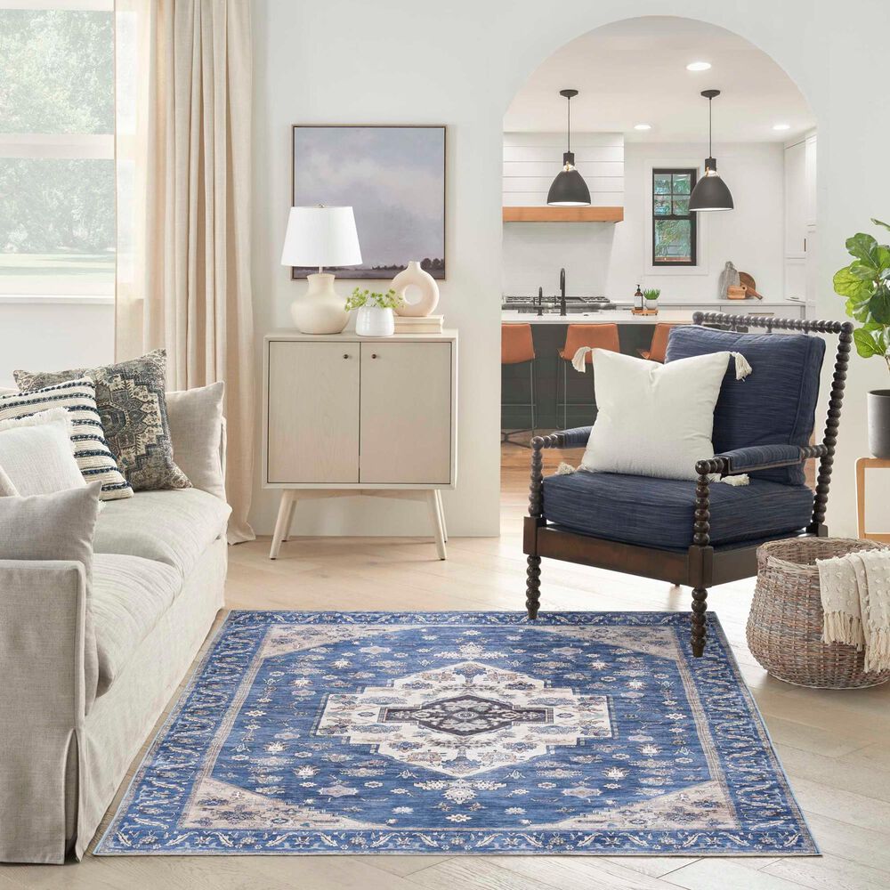 Nourison Grand Washables 5&#39;3&quot; x 7&#39;3&quot; Denim Area Rug, , large