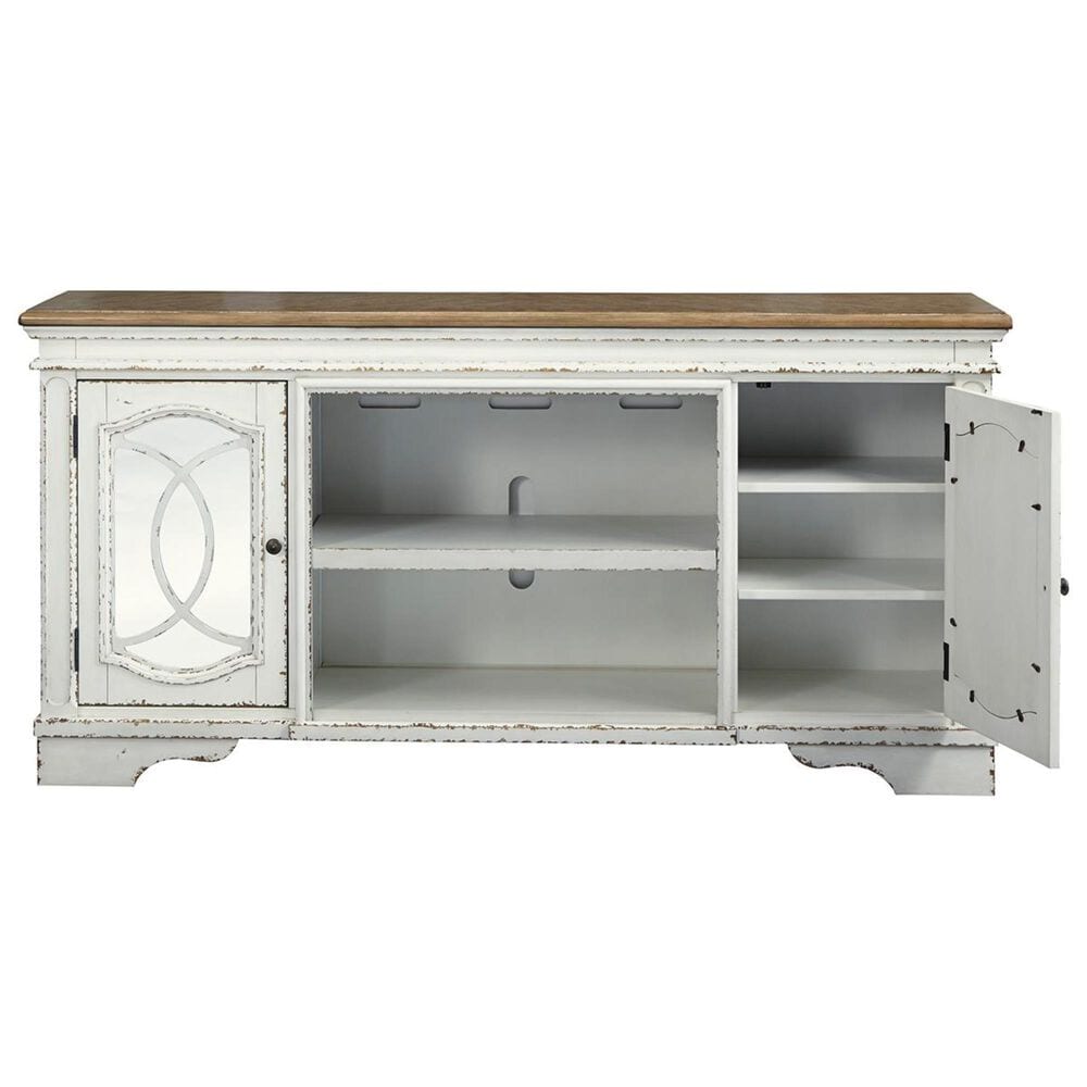 Ashley Realyn XL 74&quot; TV Stand in Chipped White, , large