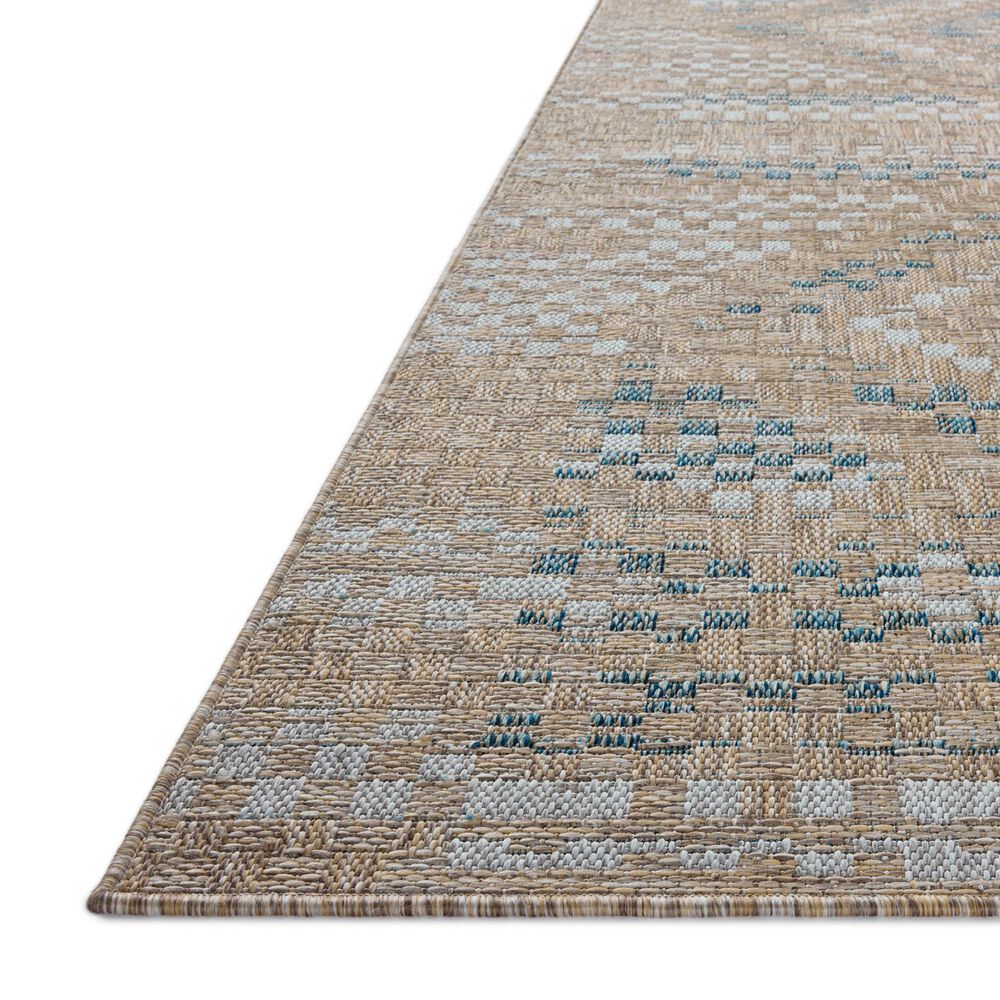 Amber Lewis x Loloi Topanga 5&#39;3&quot; x 7&#39;6&quot; Natural and Aqua Indoor/Outdoor Area Rug, , large