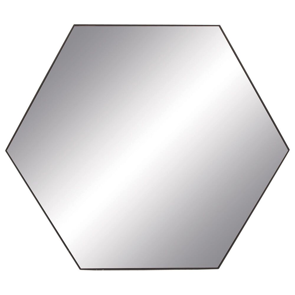 Maple and Jade 35" x 41" Hexagon Wall Mirror with Thin Minimalistic Frame in Black, , large