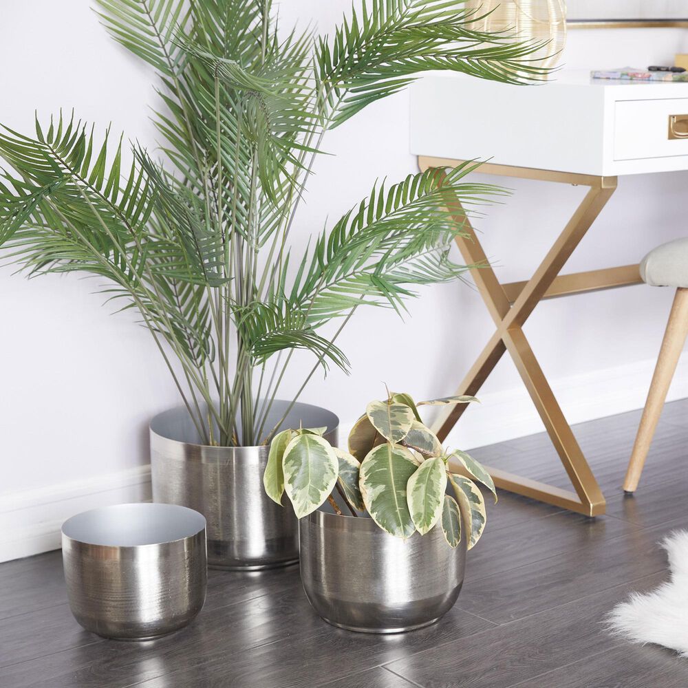 Maple and Jade Planter in Brushed Silver &#40;Set of 3&#41;, , large