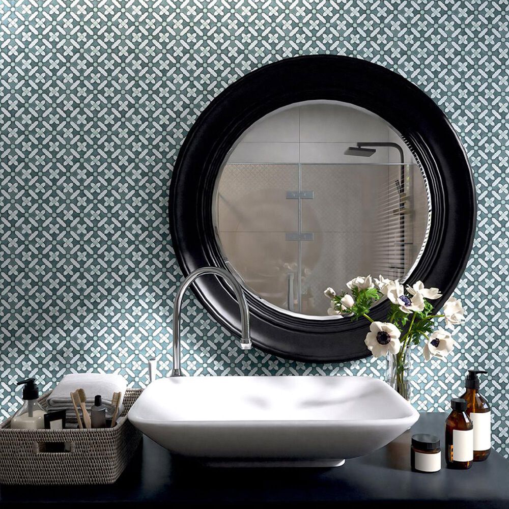 Soho Studio Alpana Safi Ocean 11.81" x 11.81" Cement and Lava Stone Mosaic Sheet, , large