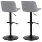 LumiSource Toriano Swivel Adjustable Bar Stool with Grey Fabric Upholstery in Black (Set of 2), , large