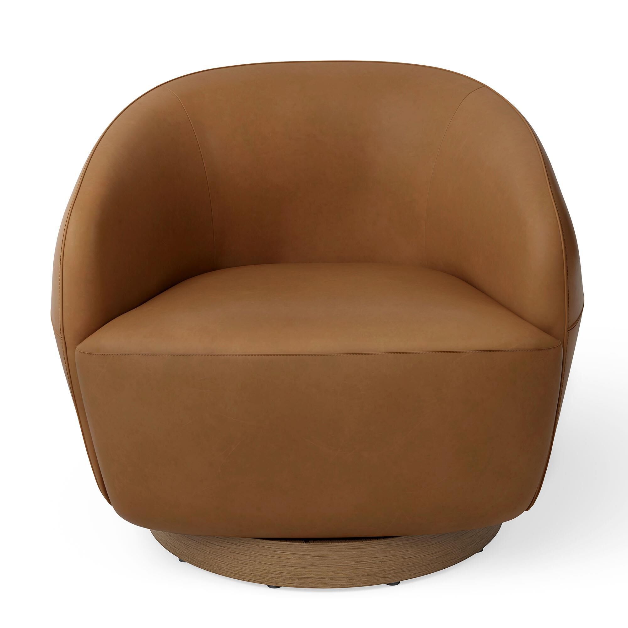 37B Leather Swivel Chair in Butternut NFM