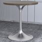 Leisuremod LeisureMod Verve Collection 27 Round Dining Table, Brushed Chrome Base with Dark Maple MDF Top, , large