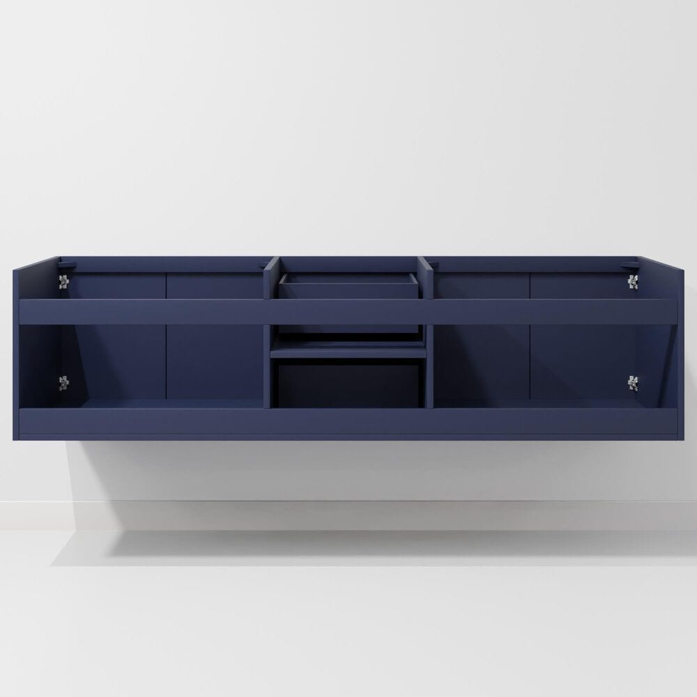 Lexora Home Geneva 72" Double Bathroom Vanity in Navy Blue with 2 cm White Carrara Marble Top and Rectangular Sinks, , large