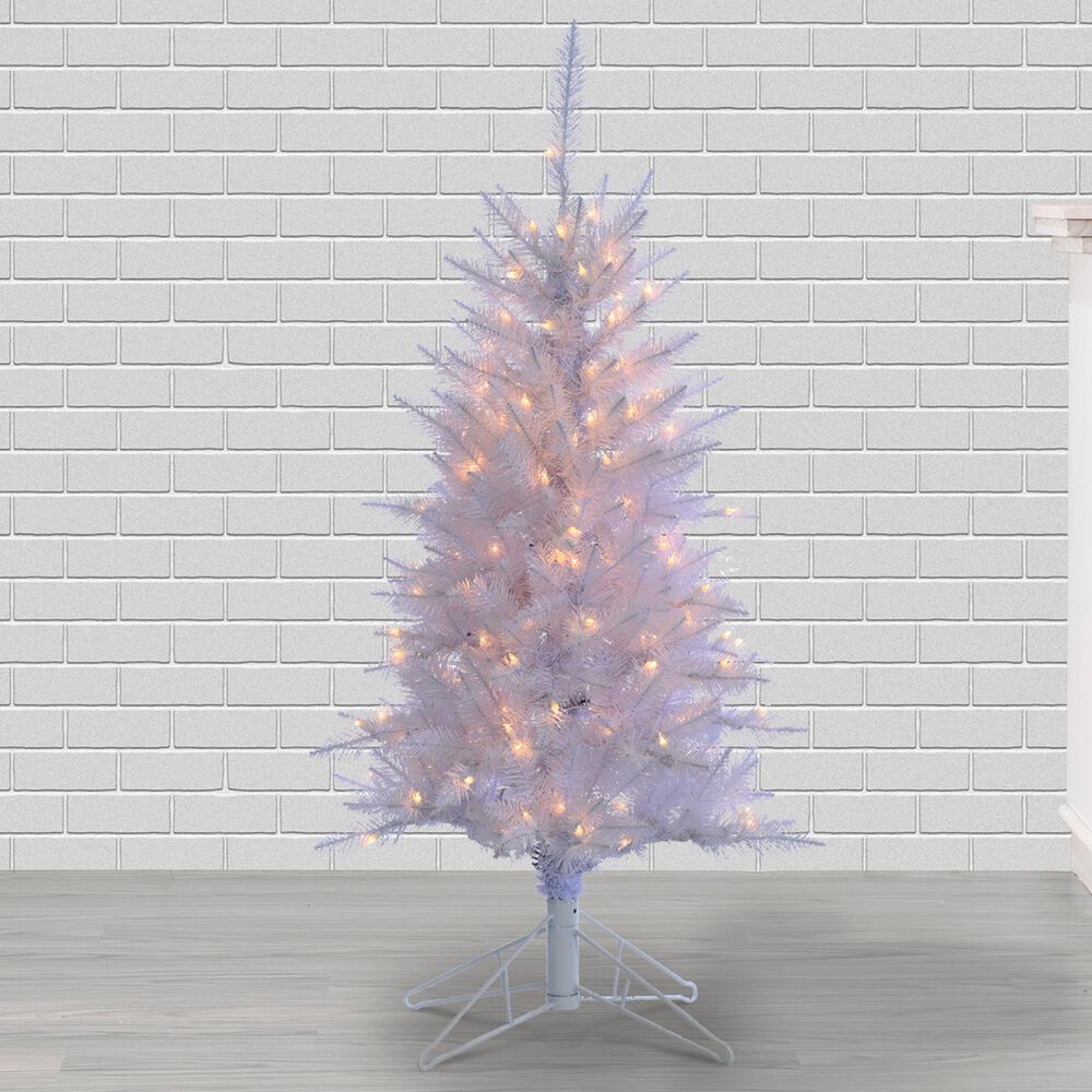 The Gerson Company 4&#39; Pre-Lit Tinsel Artificial Christmas Tree in White, , large