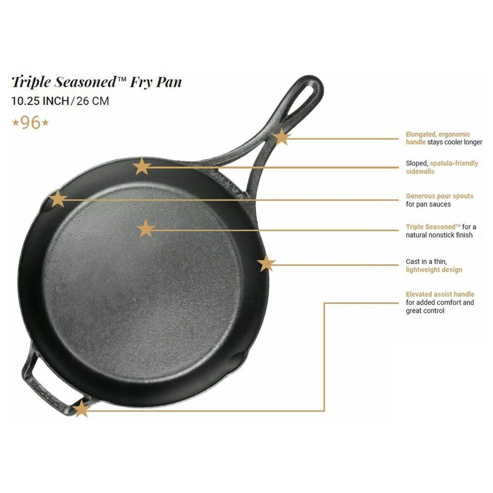 Lodge Blacklock 10.25&quot; Triple Seasoned Cast Iron Skillet in Black, , large