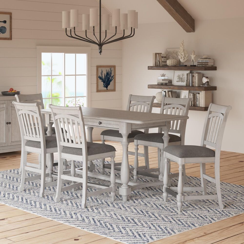 Emerald Home Furnishings New Haven Bar Height Dining Table in Oyster Shell - Table Only, , large