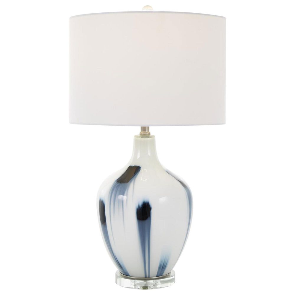 Maple and Jade Abstract Drip Splatter Table Lamp in White and Blue, , large
