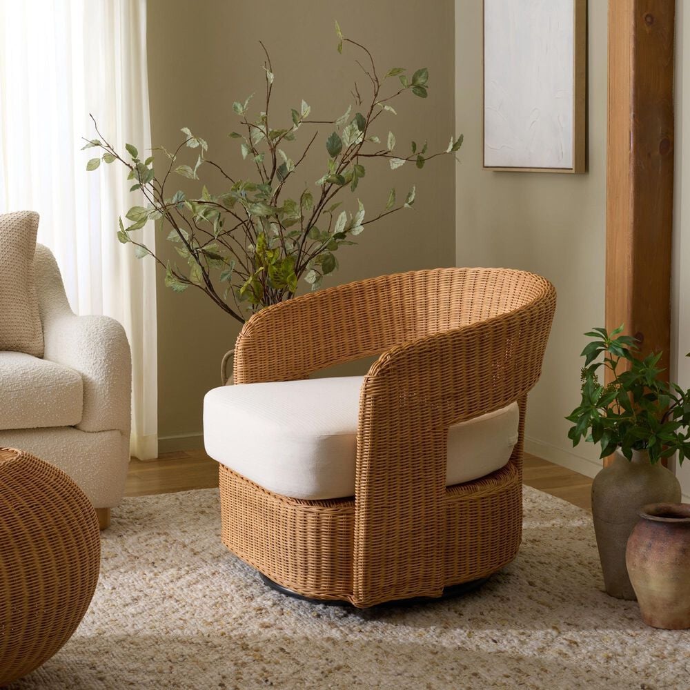 Safavieh Leanna Swivel Chair in White, , large