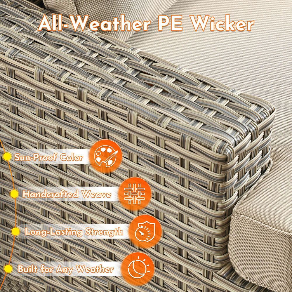 HOMLUX 9-Piece Modular Patio Conversation Set in Beige, , large