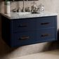Lexora Home Castor 36" Single Bathroom Vanity in Blue with 2 cm White Carrara Marble Top and Rectangular Sink, , large