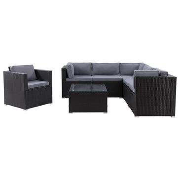 CorLiving Parksville 7-Piece Patio Sectional Conversation Set in Black/Ash Gray, , large