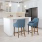 Valor Living Paloma 26" Counter Stool with Navy Upholstery in Medium Oak, , large