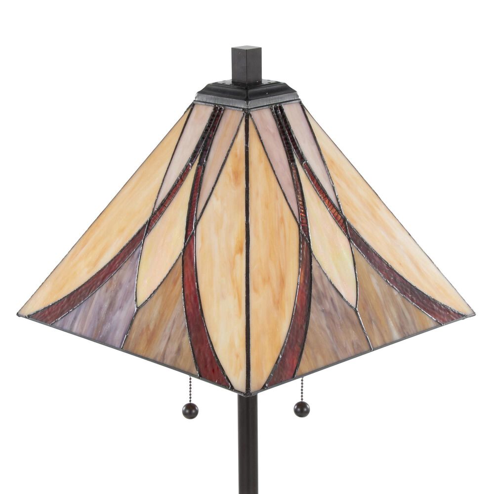 LumiSource Ren Table Lamp with Cream and Brown Glass Shade in Oil Rubbed Bronze, , large