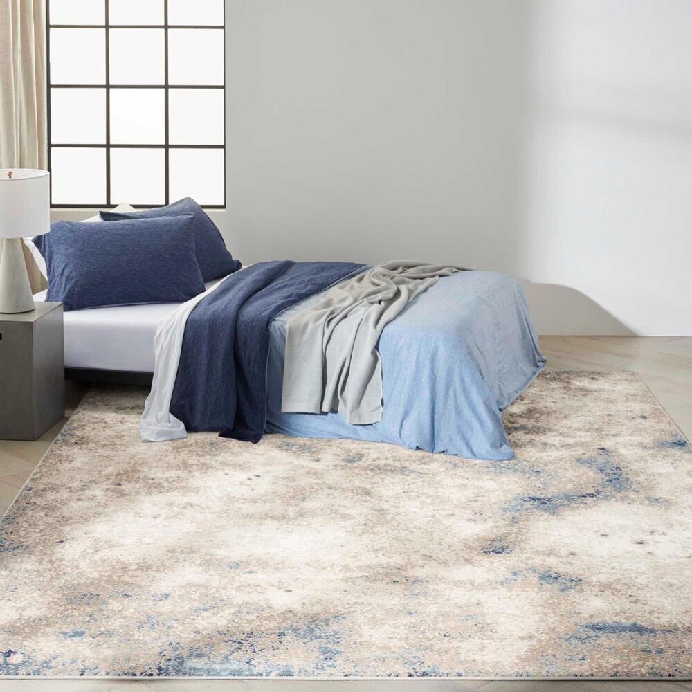 Nourison Infinity IFN05 4&#39; x 6&#39; Ivory, Grey and Blue Area Rug, , large