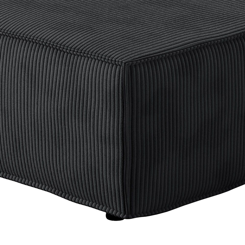 HOMLUX Modern Ottoman with Corduroy Fabric in Black, , large