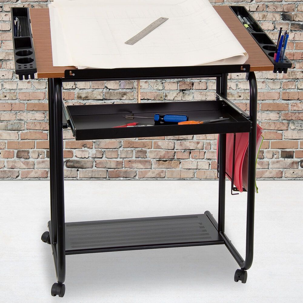 Flash Furniture Adjustable Drawing or Drafting Table in Red, , large