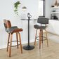 LumiSource Lombardi 30" Swivel Barstool with Grey Faux Leather Upholstery in Walnut and Black (Set of 2), , large