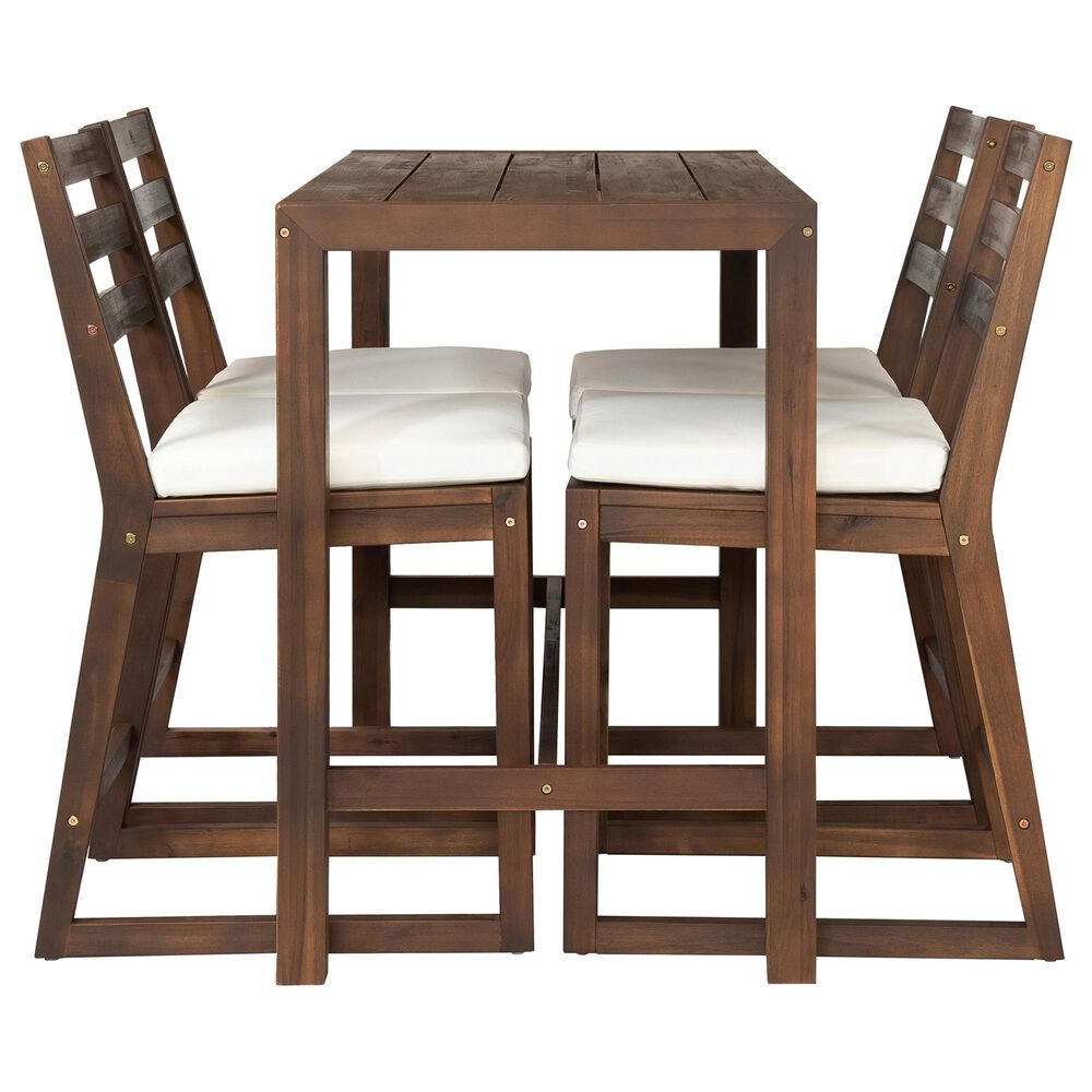 HOMLUX 5-Piece Patio Bar Set with 52" Rectangular Mocha Table in Beige, , large