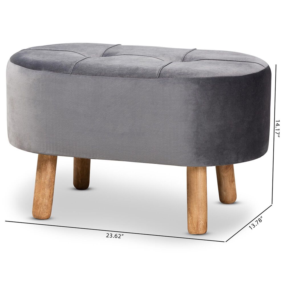 Baxton Studio Simone Upholstered Ottoman in Grey, , large