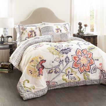 Triangle Home Fashions Aster 5-Piece Full/Queen Comforter Set in Coral and Navy, , large
