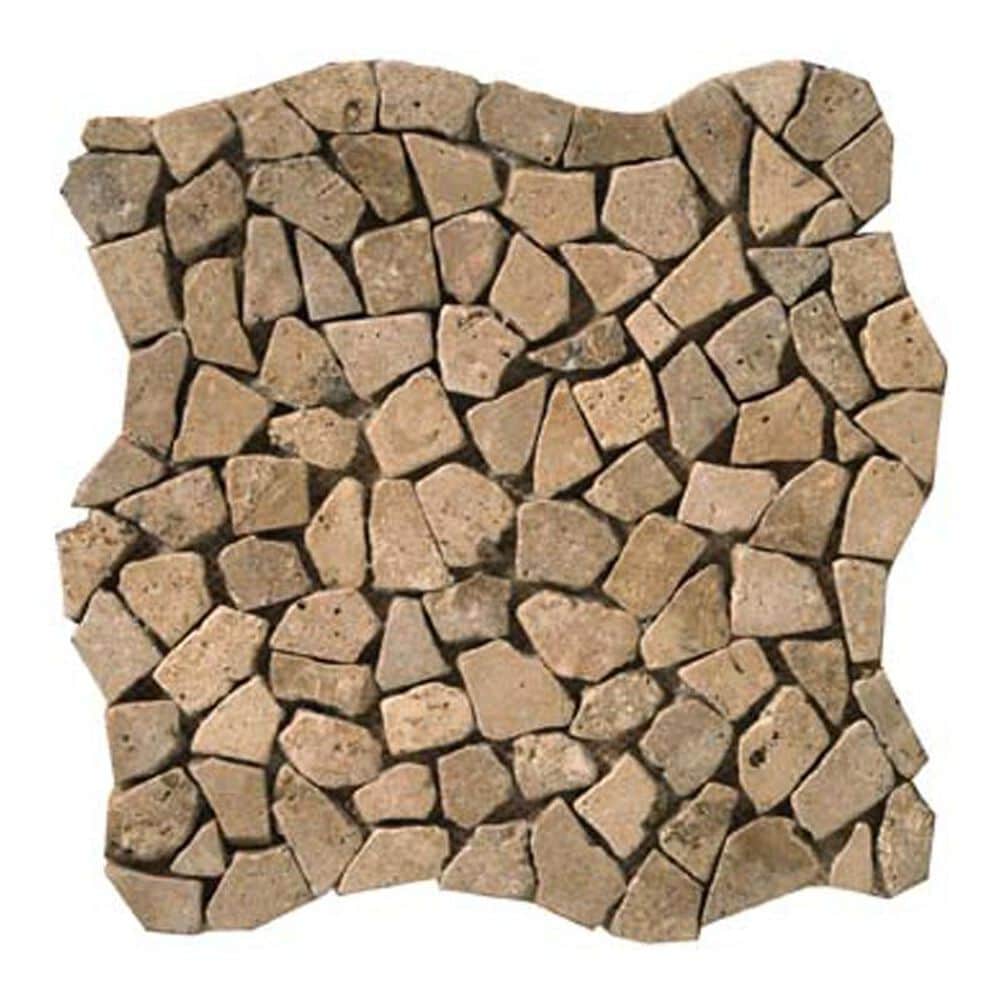 Emser Trav Ancient Tumbled Mocha Pebble 12" x 12" Natural Stone Mosaics Sheet, , large