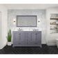 Lexora Home Dukes 60" Double Bathroom Vanity in Dark Grey with White Cultured Marble Top and Rectangular Sinks, , large