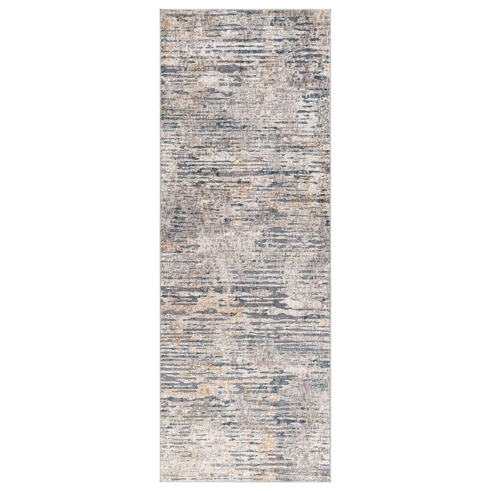 Surya Cardiff CDF-2301 Light Gray, Charcoal, Light Beige, Tan and Dark Blue 2&#39;7&quot; x 7&#39;3&quot; Runner, , large