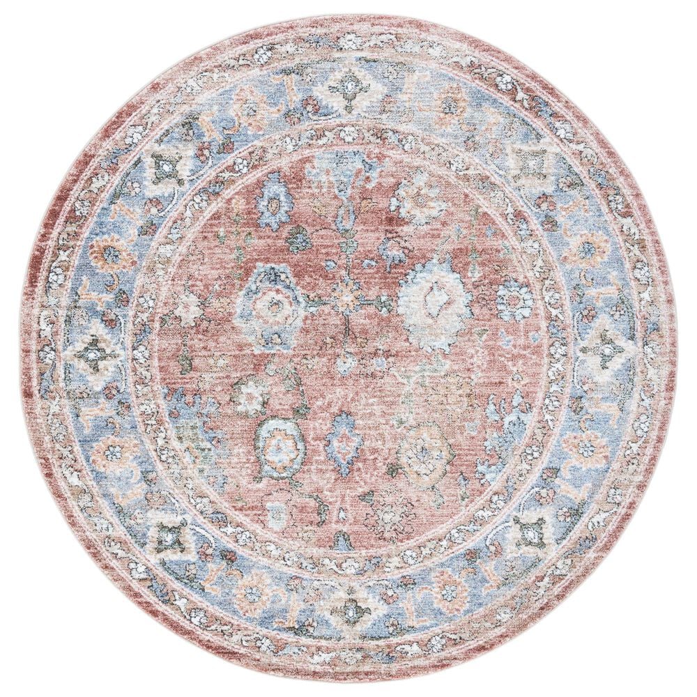 Safavieh Jasmine JSM338P 5"3" Round Rust and Blue Area Rug, , large