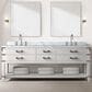 Lexora Home Norwalk 84" Double Bathroom Vanity in White Oak with White Carrara Marble Top  and Rectangle Sink, , large