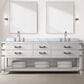 Lexora Home Norwalk 84" Double Bathroom Vanity in White Oak with White Carrara Marble Top and Rectangle Sink, , large