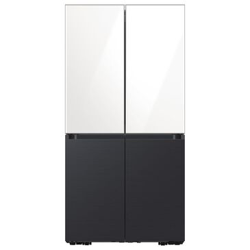 Samsung Bespoke 29 Cu. Ft. 4-Door Flex Refrigerator with Beverage Center - White Glass Top Panels and Matte Black Steel Bottom Panels Included, , large