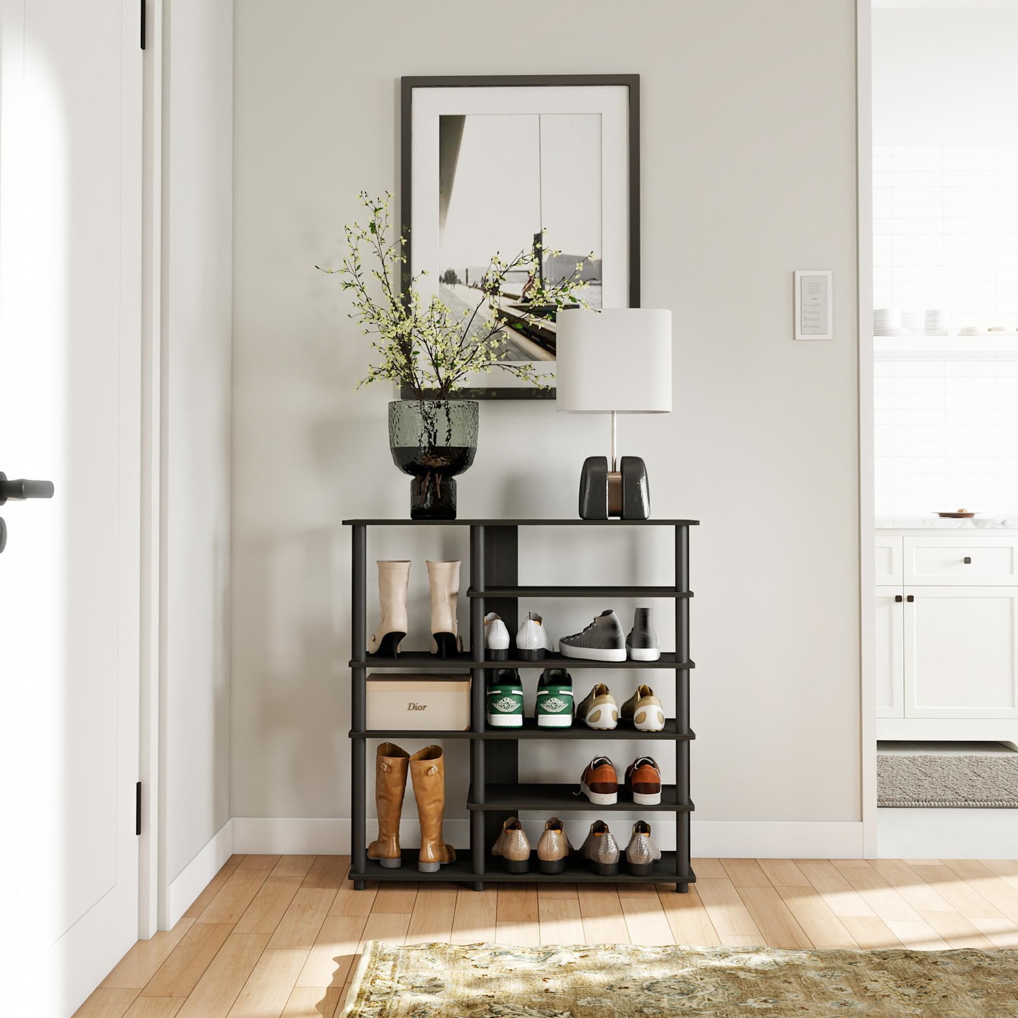 HOMLUX 6-Tier Shoe Rack in Espresso and Black HOMLUX 6-Tier Shoe Rack in Espresso and Black