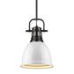 Golden Lighting Duncan Small Pendant in White with Rod in Matte Black, , large