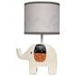 Lambs and Ivy Patchwork Jungle Elephant Lamp with Bulb in Cream, , large