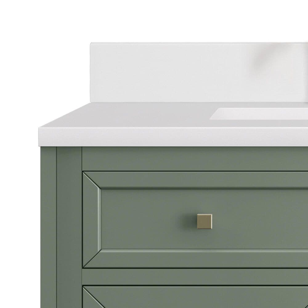 James Martin Vanities Chicago 36&quot; Single Bathroom Vanity in Smokey Celadon with Single Hole 3 cm White Zeus Quartz Top and Rectangular Sink, , large