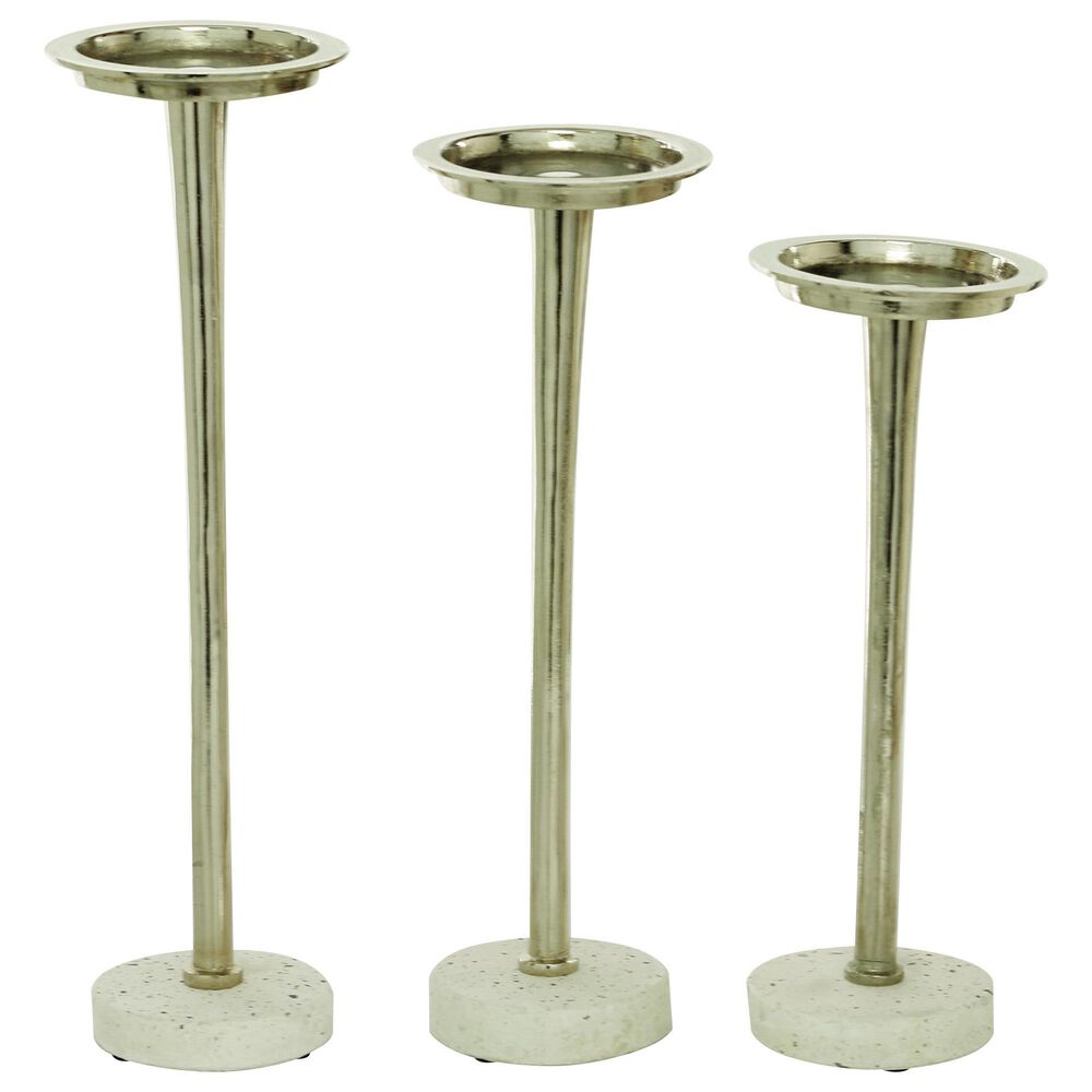 Maple and Jade Modern Candle Holder in White and Silver (Set of 3), , large