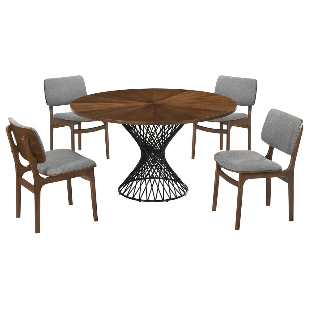 Blue River Cirque and Lima 5-Piece Round Dining Set in Black and Walnut, , large