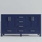 Lexora Home Jacques 60" Double Bathroom Vanity in Navy Blue with 2 cm White Cultured Marble Top and Rectangular Sinks, , large