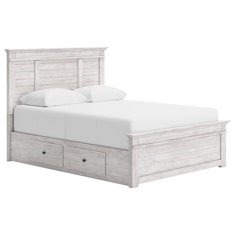 Ashley Makidern Queen Storage Bed with Four Drawers in Whitewash, , large